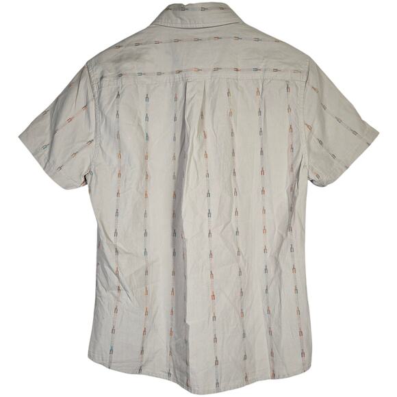 Katin Zenith Short Sleeve Tan Button Down Multi Color Jacquard stripe Shirt S - Picture 2 of 8